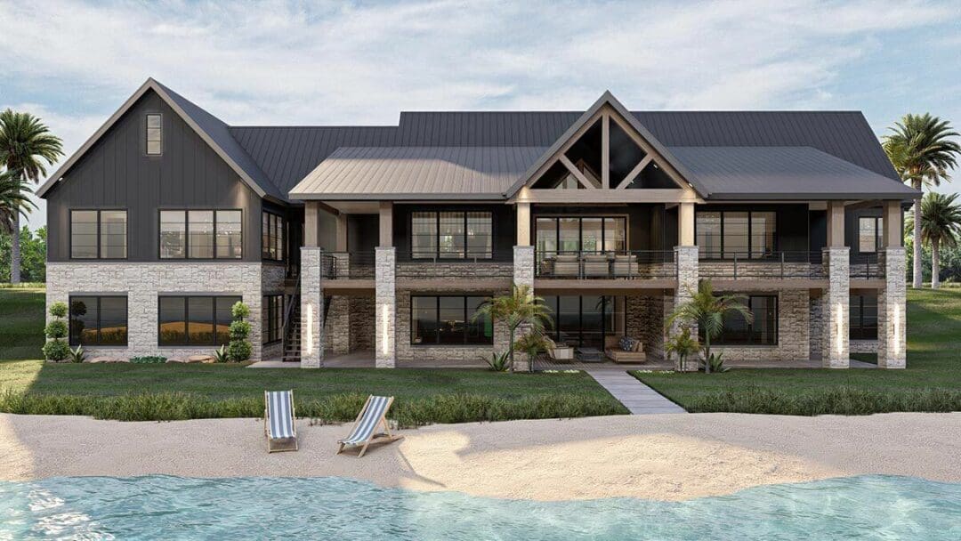 LakeFront 4Bedroom 1Story New American Style Home With Separate In