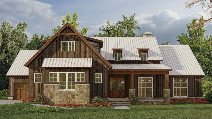 Four-Bedroom 1-Story Mountain Farmhouse With Bonus Expansion Space (Floor Plan)