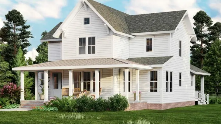 4-Bedroom 2-Story Farmhouse with Main Floor Work-From-Home Space and Upstairs Playroom (Floor Plan)