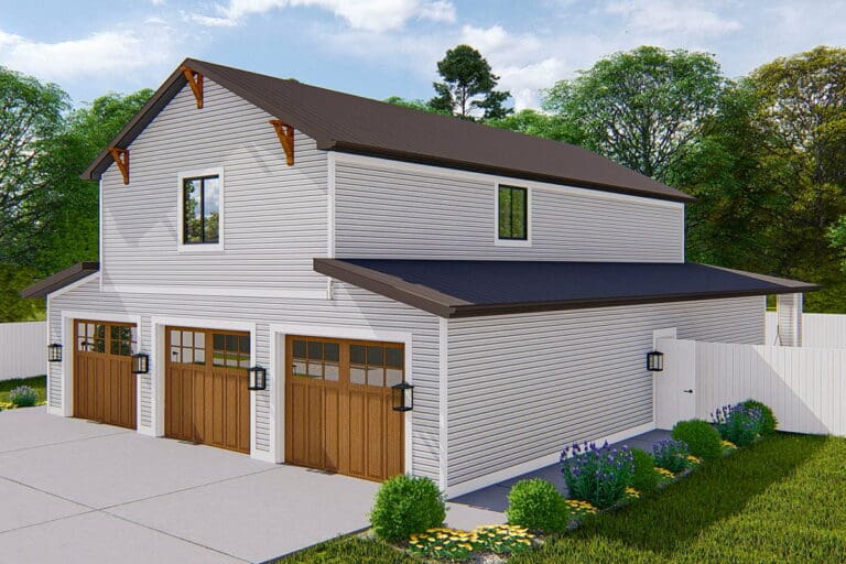 Dual-Story 3-Bedroom Barndominium Home with Spacious 3-Car Garage (Floor Plan)