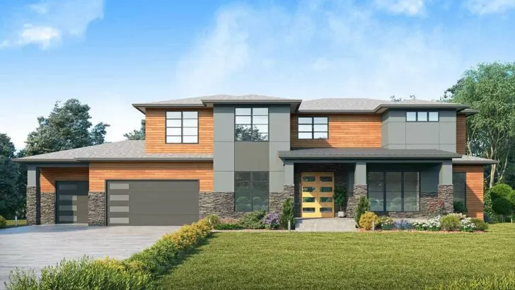 5-Bedroom 2-Story Contemporary Northwest Home with Dual Master Suites (Floor Plan)