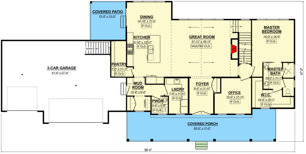 2-Story, 3-Bedroom Modern Farmhouse with Expansive Front Porch (Floor Plan)