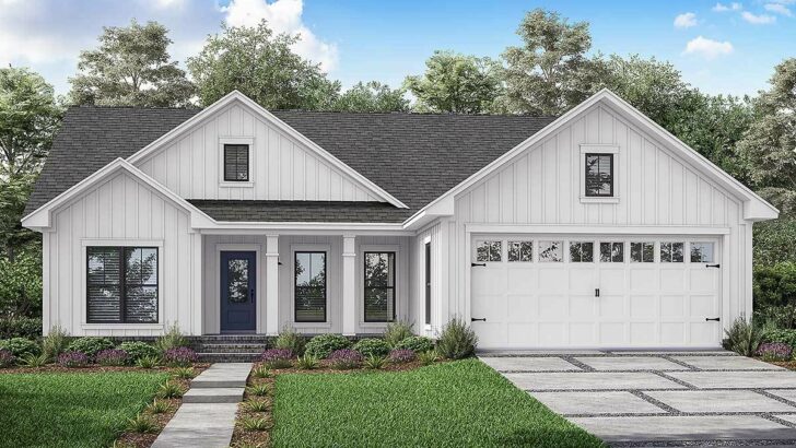 3-Bedroom 1-Story Contemporary Farmhouse With Private Master Suite (Floor Plan)