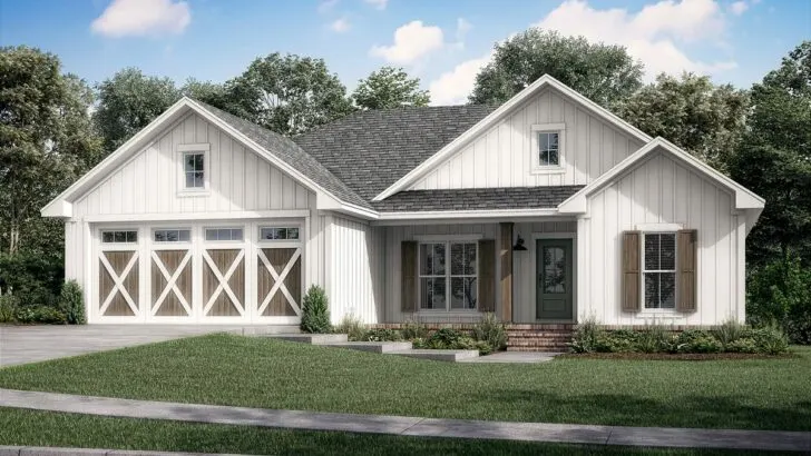 Country-Style 3-Bedroom 1-Story Craftsman Ranch Home With Front Porch (Floor Plan)