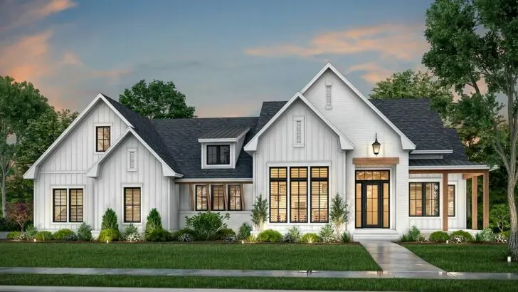 2-Story 4-Bedroom Modern Farmhouse With Home Office and Bonus with Bath Above the Garage (Floor Plan...