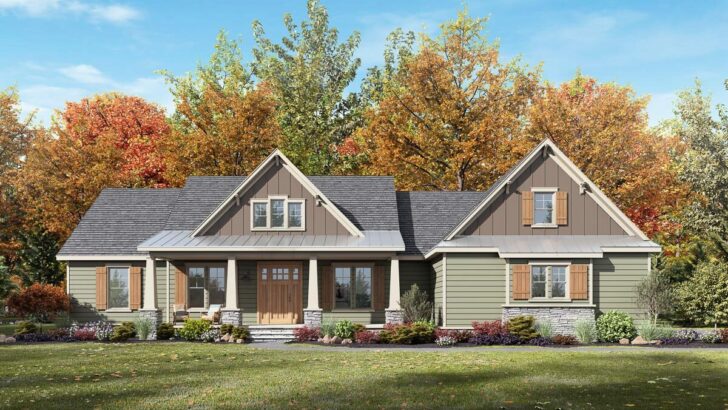 Single-Story 4-Bedroom Craftsman-Influenced Farmhouse with Vaulted Great Room (Floor Plan)