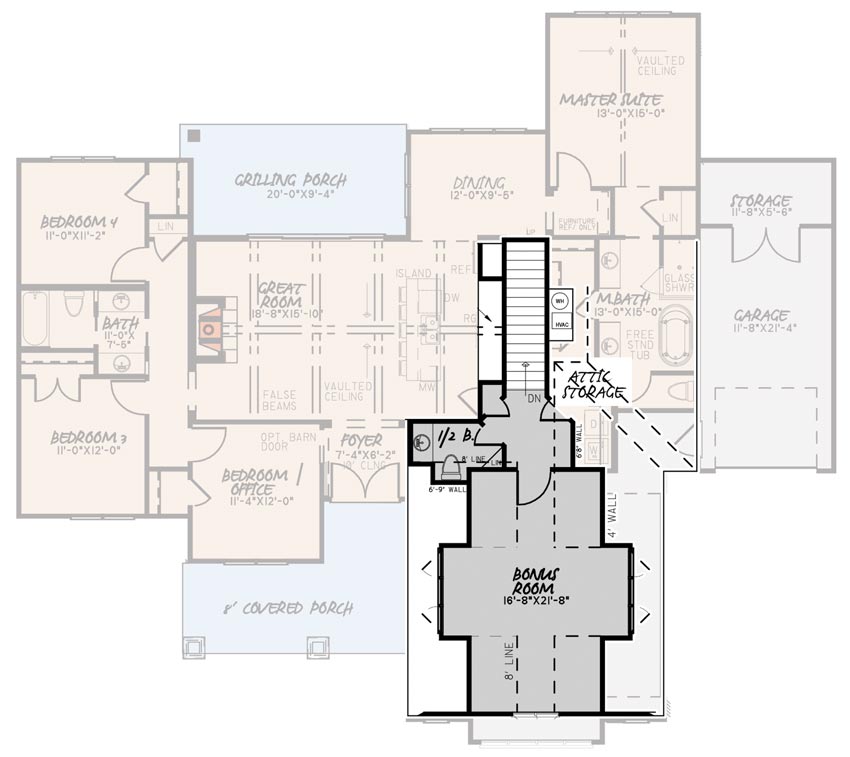 4 Bedroom Two Story Farmhouse With Vaulted Great Room And Master Suite Floor Plan