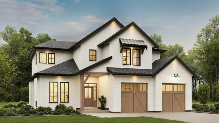 6-Bedroom 2-Story New American House With 4 Upstairs Bedrooms and Lower Level Expansion (Floor Plan)