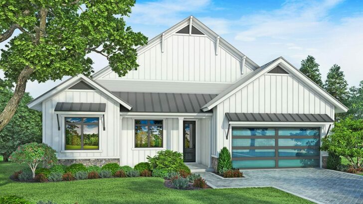 4-Bedroom 1-Story Modern Farmhouse With Covered Lanai in Back (Floor Plan)