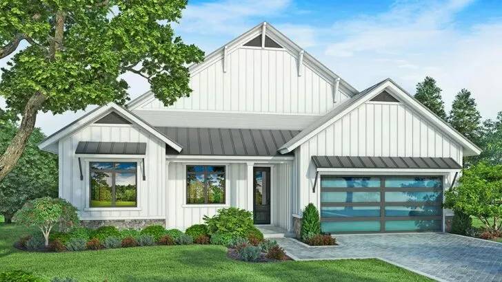 4-Bedroom 1-Story Modern Farmhouse With Covered Lanai in Back (Floor Plan)