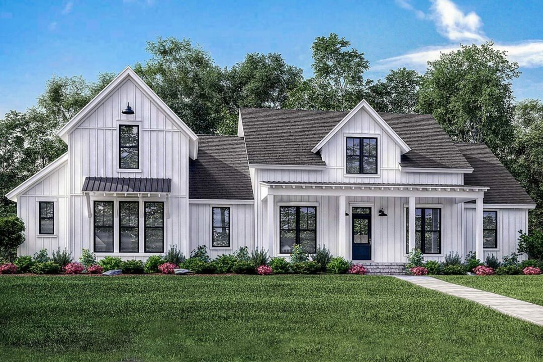 Dual-Story 5-Bedroom Modern Farmhouse with Bonus Over Garage (Floor Plan)