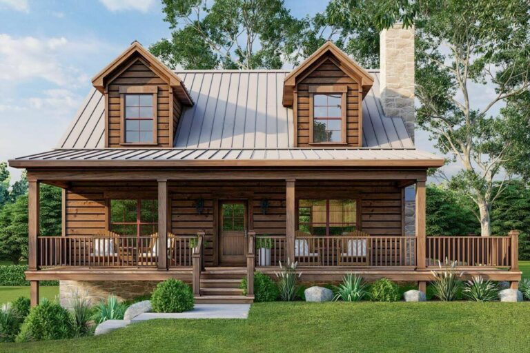 3-Bedroom 2-Story Rustic Cabin With Drive-Under Garage (Floor Plan)