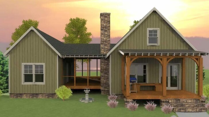 Dogtrot 3-Bedroom 2-Story House With Screened Porch (Floor Plan)