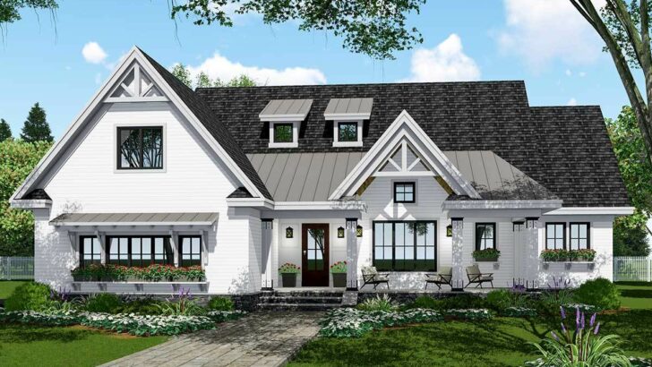 Country Style 4-Bedroom 2-Story Craftsman Home With Guest Suite and Loft (Floor Plan)