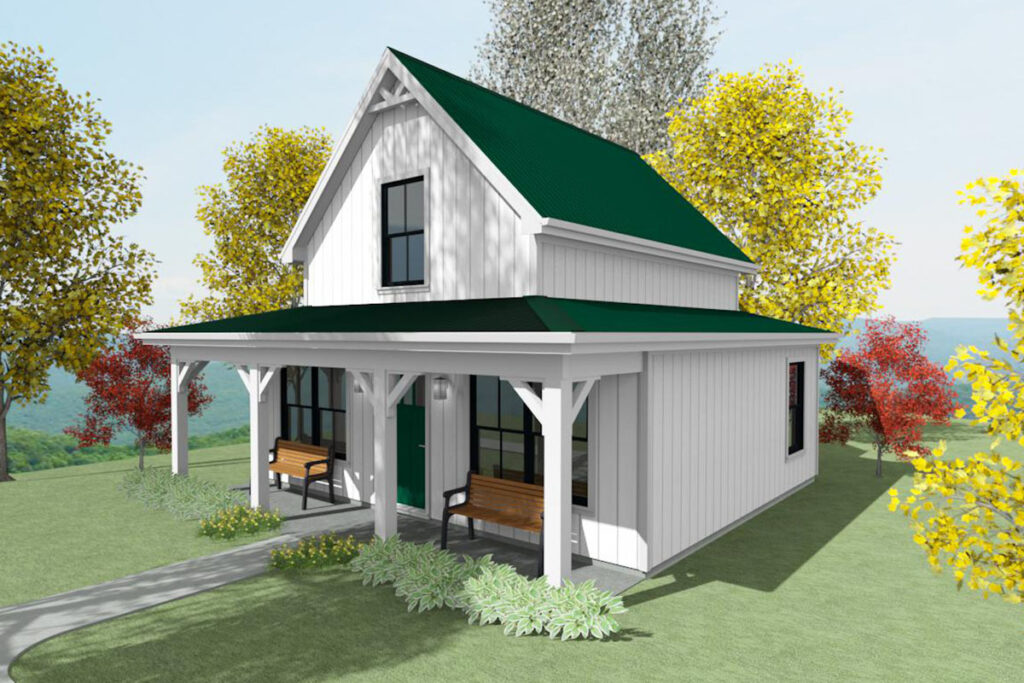 2-Bedroom Dual-Story Cottage with Cozy Front Porch (Floor Plan)