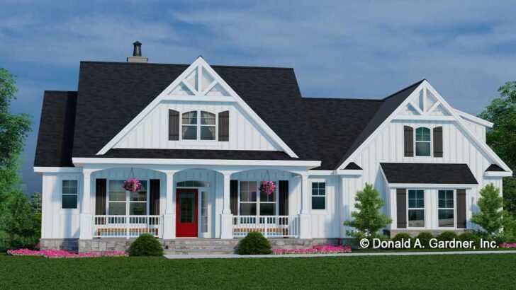 Cozy 3-Bedroom 2-Story Modern Farmhouse With Open-concept Layout and Rear Porch (Floor Plan)