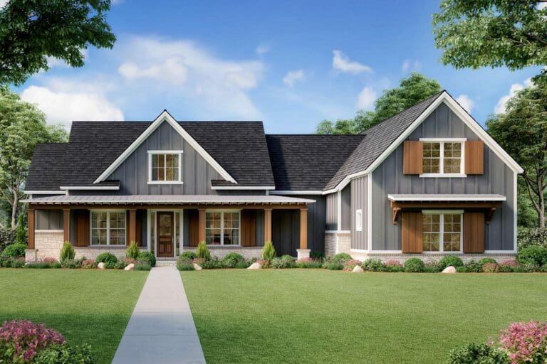 5-Bedroom Single-Story Modern Farmhouse With Bonus Room and Man Cave (Floor Plan)