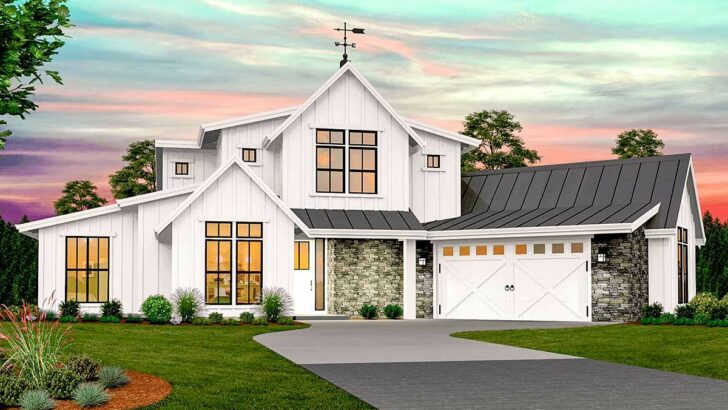 2-Story 5-Bedroom Modern Farmhouse with 2-Story Foyer and Great Room (Floor Plan)