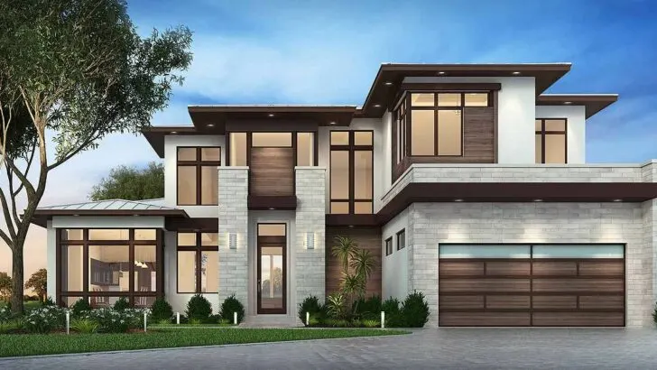 Dual-Story 3-Bedroom Modern House with Outdoor Living Room (Floor Plan)