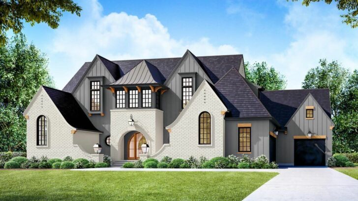 5-Bedroom 2-Story Transitional Tudor Style Home With Main-level Owner's Suite and Pool Concept (Floo...