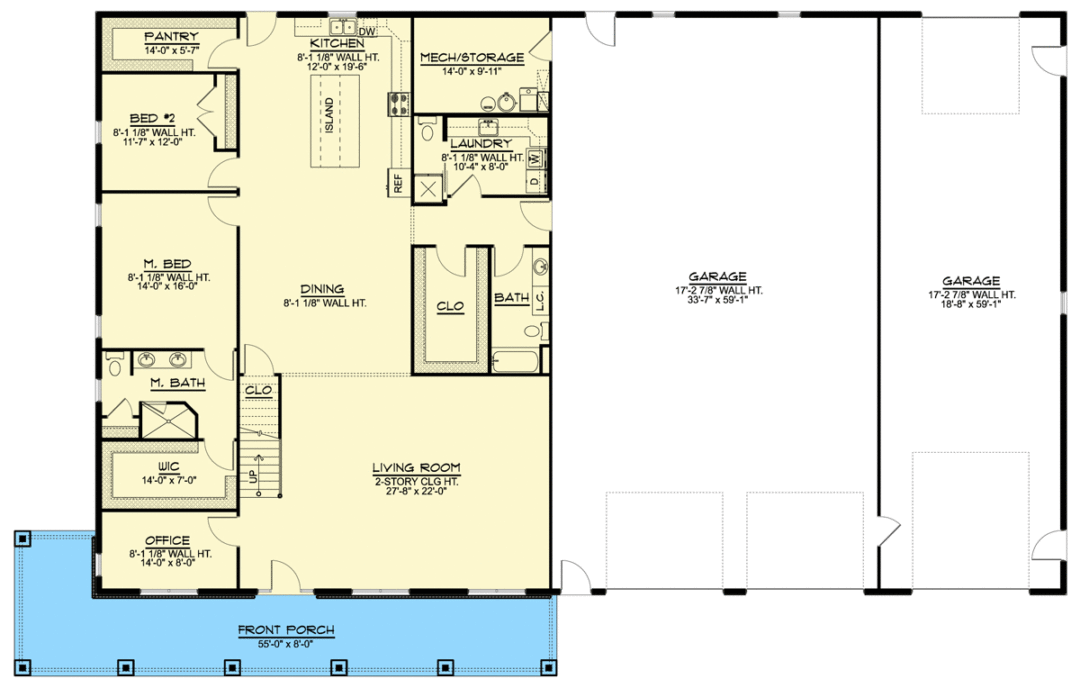 2-Story 4-Bedroom Barndominium House With 6-Car Garage / RV Bay (Floor ...