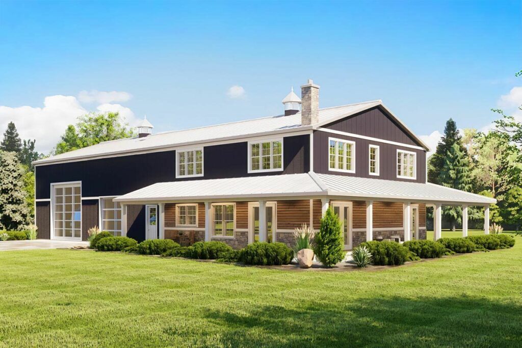 3 Bedroom Country Style Barndominium House Plan