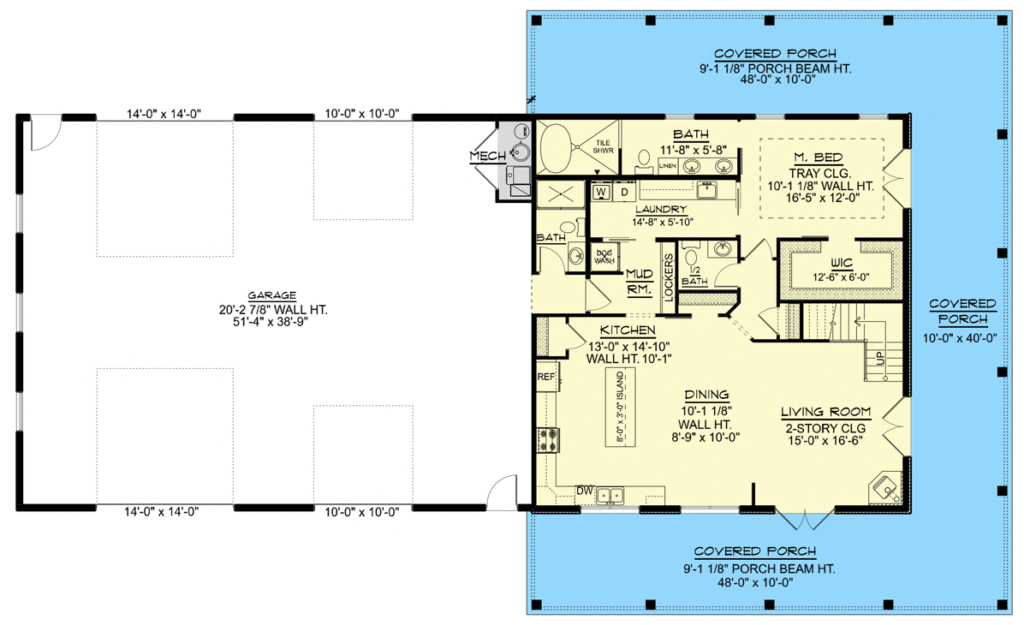 3 Bedroom Country Style Barndominium House Plan Layout