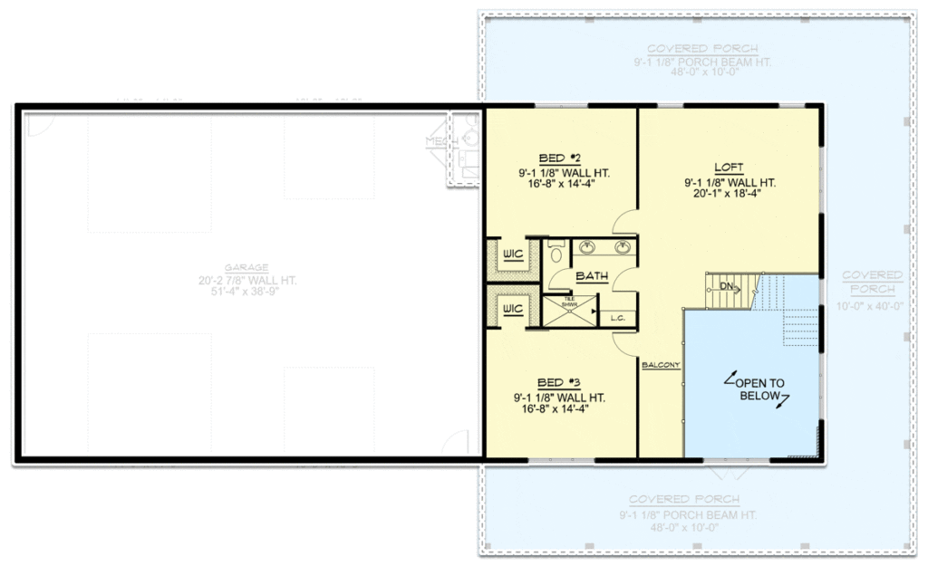 3 Bedroom Country Style Barndominium House Plan Layout