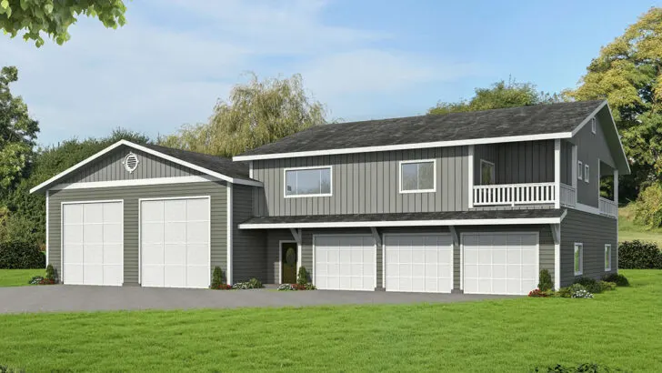 3-Bedroom 2-Story Shouse Barn Style House with Shop Plus a 3-Car Garage (Floor Plan)