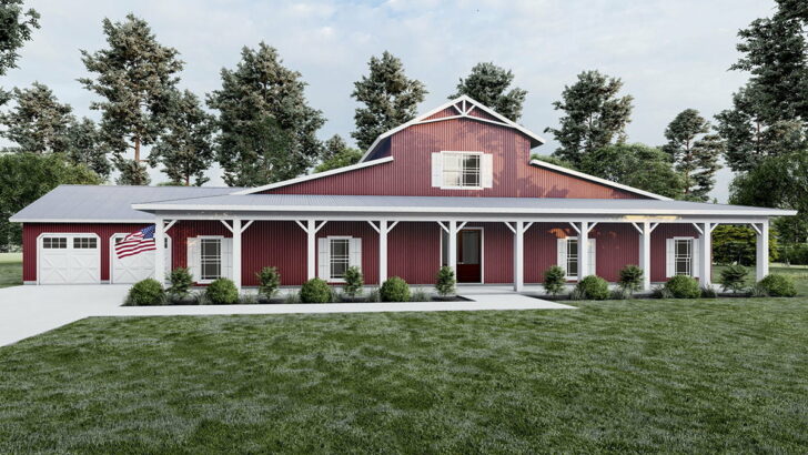 5-Bedroom Dual-Story Modern Barndominium Farmhouse with Exclusive Exterior (Floor Plan)