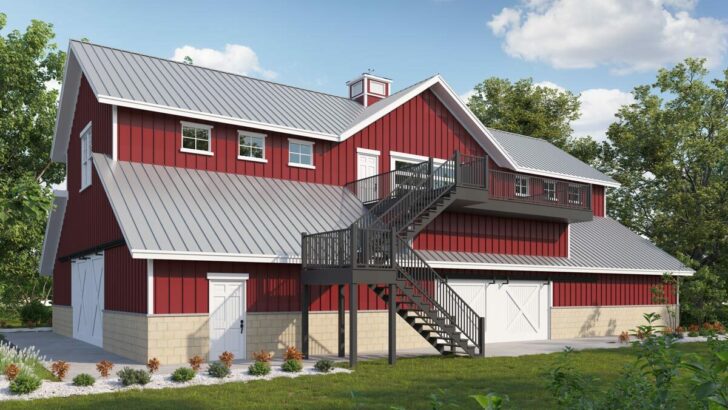 2-Story Country Barn Style Loft with Upstairs Deck (Floor Plan)