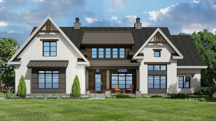 2-Story 4-Bedroom Contemporary Farmhouse with Bonus Room Expansion (Floor Plan)