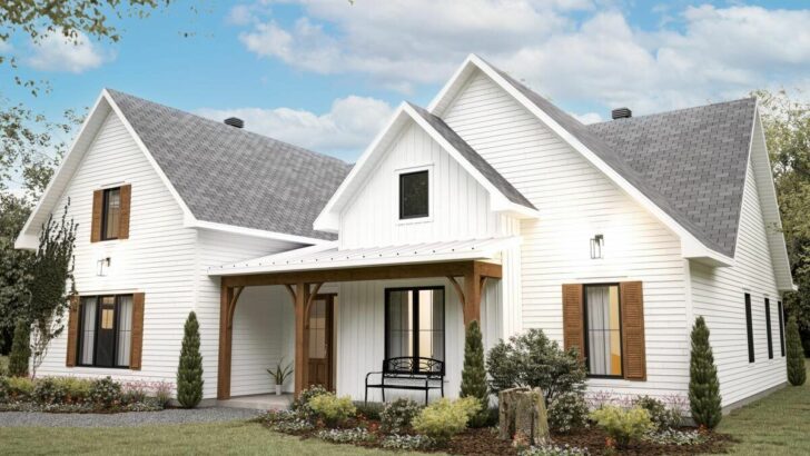 Multi-Generational 4-Bedroom 2-Story Modern Farmhouse with In-Law Apartment (Floor Plan)