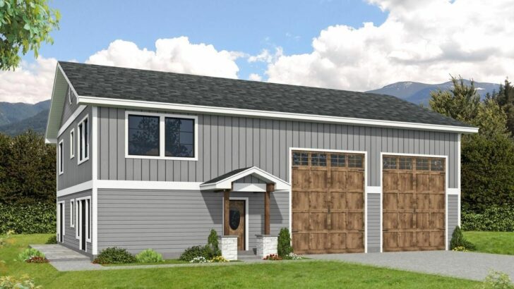 1-Bedroom 2-Story Barn Style Garage Workshop Apartment with Expansion Possibilities (Floor Plan)