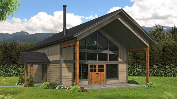 2-Bedroom 2-Story Rustic Barndo Style House with Vaulted Ceilings (Floor Plan)