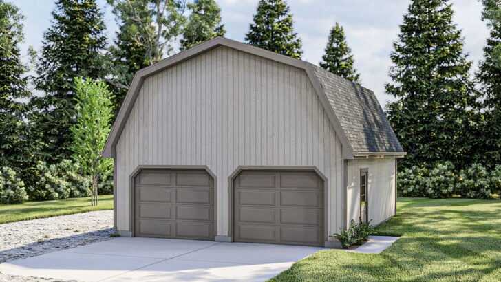 2-Car Single-Story Barn Style Garage with Attic Storage and Workshop Potential (Floor Plan)