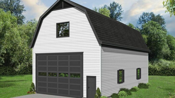 1-Bedroom 2-Story Barn Style House with Drive-Through RV Garage (Floor Plan)