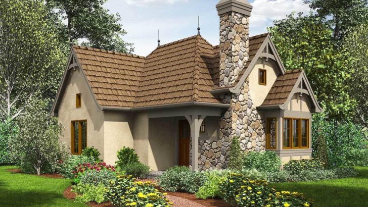 Single-Story 1-Bedroom Storybook Cottage with Cozy Fireplace (Floor Plan)