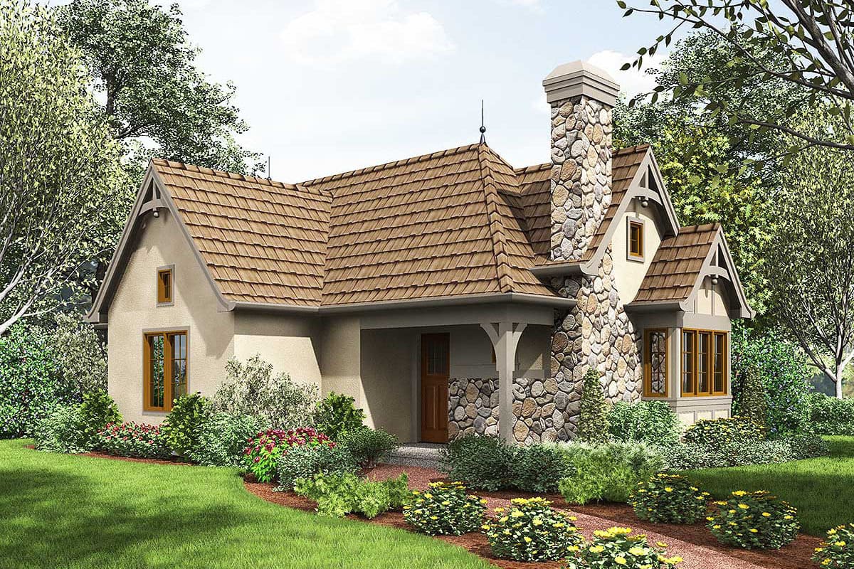 Tiny 2-bedroom 1-story Storybook Cottage House With Cozy Fireplace 