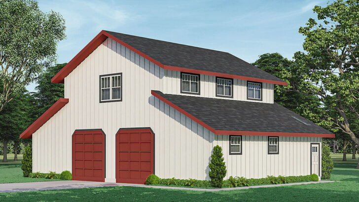 2-Car 2-Story Barn-Style Garage with Great Storage (Floor Plan)
