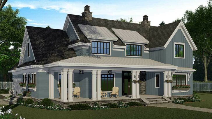 Dual-Story 5-Bedroom New American Farmhouse with First-Floor Master (Floor Plan)