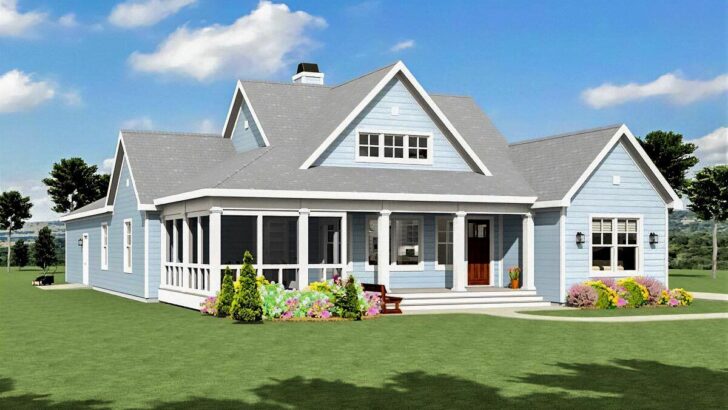 3-Bedroom 1-Story Modern Farmhouse with Attached Garage In Back (Floor Plan)