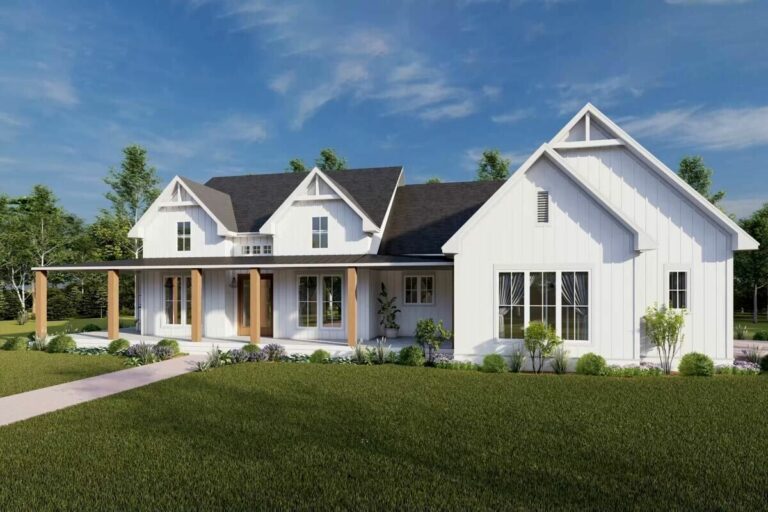 3-Bedroom Single-Story Modern Farmhouse with Full Wrap-Around Porch ...