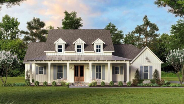 4-Bedroom Single-Story Farmhouse with Ample Storage Space (Floor Plan)