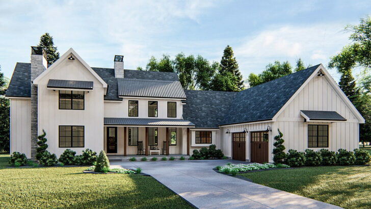 5-Bedroom 2-Story Modern Farmhouse With In-Law Suite (Floor Plan)