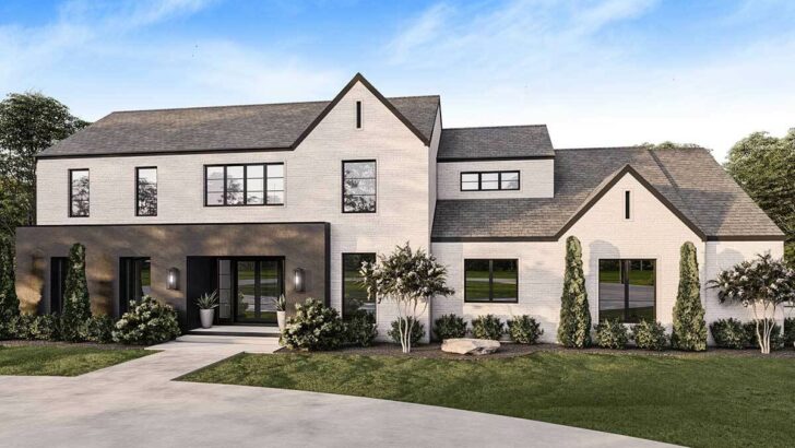 5-Bedroom Dual-Story Contemporary Country Farmhouse with Main-floor Master Suite and Gym (Floor Plan...