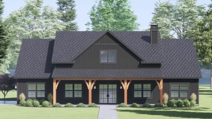 3-Bedroom Single-Story Modern Farmhouse with Front to Back Views (Floor Plan)