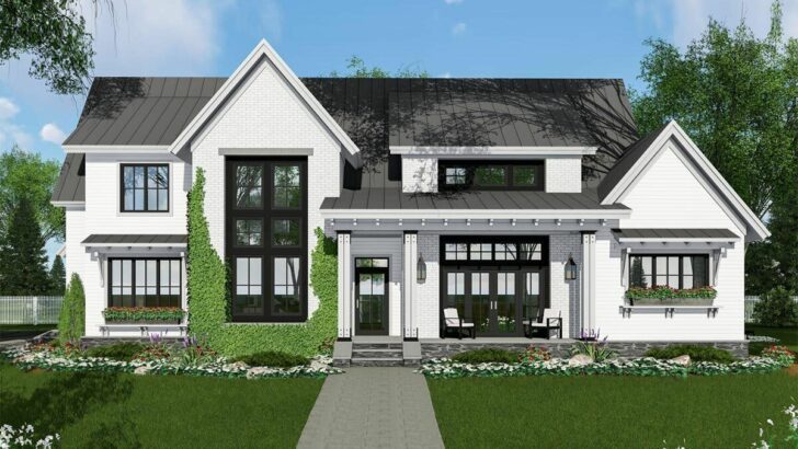 4-Bedroom Two-Story Modern Farmhouse With Kitchen To Covered Porch Pass Through (Floor Plan)
