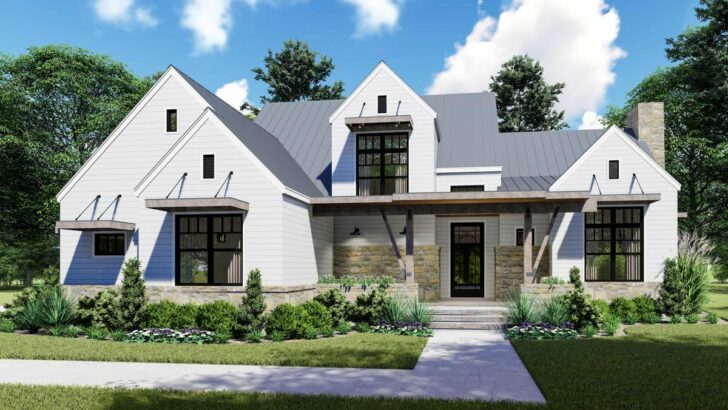 2-Story 4-Bedroom Modern Farmhouse with First-Floor Master and Outdoor Lanai (Floor Plan)