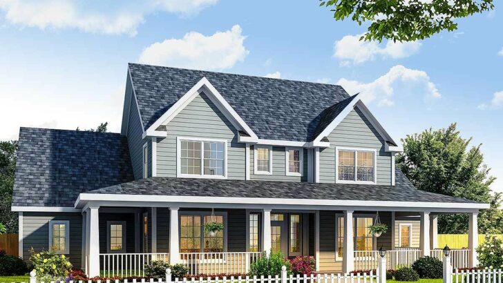 4-Bedroom 2-Story Farmhouse With Triple Porches (Floor Plan)